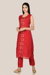 Buy_Khwaab by Sanjana Lakhani_Red Silk Kurta And Pant Set_at_Aza_Fashions