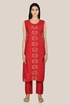 Buy_Khwaab by Sanjana Lakhani_Red Silk Kurta And Pant Set_Online_at_Aza_Fashions