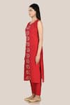 Shop_Khwaab by Sanjana Lakhani_Red Silk Kurta And Pant Set_Online_at_Aza_Fashions