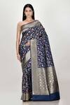 Buy_Nazaakat by Samara Singh_Blue Banarasi Silk Minedar Saree For Women_at_Aza_Fashions