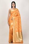 Buy_Nazaakat by Samara Singh_Orange Banarasi Silk Minedar Saree_at_Aza_Fashions