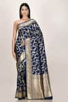 Buy_Khwaab by Sanjana Lakhani_Blue Banarasi Silk Saree _at_Aza_Fashions