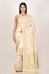 Buy_Nazaakat by Samara Singh_White Banarasi Silk Minedar Saree_at_Aza_Fashions