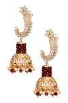 Shop_Samyukta Singhania_Gold Plated Stone Beaded Hoop Jhumkas _at_Aza_Fashions