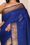 Buy_Arihant Rai Sinha_Blue Banarasi Tussar Silk Saree_Online_at_Aza_Fashions
