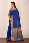 Arihant Rai Sinha_Blue Banarasi Tussar Silk Saree_Online_at_Aza_Fashions