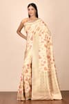 Buy_Nazaakat by Samara Singh_Beige Banarasi Silk Minedar Floral And Paisley Motif Saree_at_Aza_Fashions