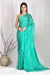 Buy_Khwaab by Sanjana Lakhani_Green Upada Silk Leheriya Saree _at_Aza_Fashions