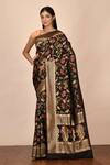 Buy_Nazaakat by Samara Singh_Black Banarasi Silk Minedar Saree_at_Aza_Fashions