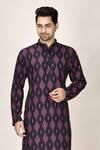 Buy_Aryavir Malhotra_Black Rayon Printed Short Kurta For Men_at_Aza_Fashions