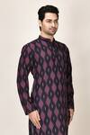 Aryavir Malhotra_Black Rayon Printed Short Kurta For Men_Online_at_Aza_Fashions