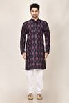 Buy_Aryavir Malhotra_Black Rayon Printed Short Kurta For Men_Online_at_Aza_Fashions