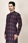 Shop_Aryavir Malhotra_Black Rayon Printed Short Kurta For Men_Online_at_Aza_Fashions