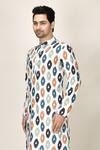Shop_Aryavir Malhotra_White Rayon Printed Short Kurta For Men_Online_at_Aza_Fashions