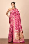 Buy_Nazaakat by Samara Singh_Purple Banarasi Silk Minedar Saree_at_Aza_Fashions