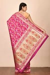 Shop_Nazaakat by Samara Singh_Purple Banarasi Silk Minedar Saree_at_Aza_Fashions