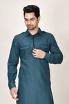 Buy_Aryavir Malhotra_Green Cotton Viscose Pathani Short Kurta_at_Aza_Fashions