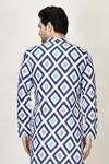 Shop_Aryavir Malhotra_Blue Rayon Geometric Print Kurta_at_Aza_Fashions