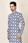 Shop_Aryavir Malhotra_Blue Rayon Geometric Print Kurta_Online_at_Aza_Fashions