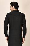 Shop_Aryavir Malhotra_Black Cotton Viscose Pathani Short Kurta_at_Aza_Fashions