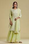 Buy_Saundh_Green Dhaka Mal Cotton Embroidered Kurta Set_at_Aza_Fashions