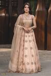 Buy_Nitika Gujral_Peach Lehenga And Dupatta Organza Blouse Banarasi Embroidery Square Neck Set _at_Aza_Fashions