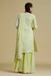 Shop_Saundh_Green Dhaka Mal Cotton Embroidered Kurta Set_at_Aza_Fashions