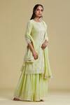 Saundh_Green Dhaka Mal Cotton Embroidered Kurta Set_Online_at_Aza_Fashions