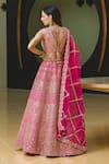 Shop_Nitika Gujral_Pink Lehenga And Blouse Taffeta Dupatta Tulle Embroidery V Neck Bridal Set _at_Aza_Fashions