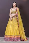 Buy_Nitika Gujral_Yellow Lehenga And Blouse Georgette Dupatta Tulle Embroidery Bridal Set _at_Aza_Fashions