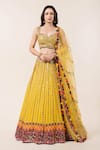 Nitika Gujral_Yellow Lehenga And Blouse Georgette Dupatta Tulle Embroidery Bridal Set _Online_at_Aza_Fashions