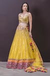 Buy_Nitika Gujral_Yellow Lehenga And Blouse Georgette Dupatta Tulle Embroidery Bridal Set _Online_at_Aza_Fashions