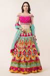 Shop_Nitika Gujral_Multi Color Lehenga And Blouse Brocade Dupatta Organza Embroidery One Set _at_Aza_Fashions