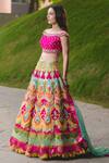 Shop_Nitika Gujral_Multi Color Lehenga And Blouse Brocade Dupatta Organza Embroidery One Set _Online_at_Aza_Fashions