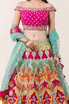 Nitika Gujral_Multi Color Lehenga And Blouse Brocade Dupatta Organza Embroidery One Set _at_Aza_Fashions