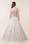 Shop_Nitika Gujral_White Organza Embroidery V Neck Lehenga Set _at_Aza_Fashions