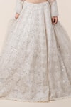 Shop_Nitika Gujral_White Organza Embroidery V Neck Lehenga Set _Online_at_Aza_Fashions