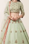 Nitika Gujral_Green Lehenga And Dupatta Organza Blouse Banarasi Embroidery Round Bridal Set _at_Aza_Fashions