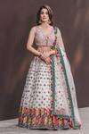 Buy_Nitika Gujral_White Lehenga And Blouse Georgette Dupatta Tulle Embroidery V Neck Bridal Set _at_Aza_Fashions