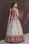 Shop_Nitika Gujral_White Lehenga And Blouse Georgette Dupatta Tulle Embroidery V Neck Bridal Set _at_Aza_Fashions