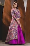 Buy_Nitika Gujral_Purple Jacket Brocade Lehenga Taffeta Embroidery Mandarin Collar And Set _at_Aza_Fashions