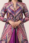 Nitika Gujral_Purple Jacket Brocade Lehenga Taffeta Embroidery Mandarin Collar And Set _at_Aza_Fashions