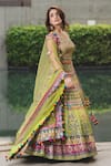 Buy_Nitika Gujral_Green Lehenga And Blouse Georgette Dupatta Tulle Embroidery V Neck Bridal Set _at_Aza_Fashions