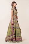 Nitika Gujral_Green Lehenga And Blouse Georgette Dupatta Tulle Embroidery V Neck Bridal Set _Online_at_Aza_Fashions