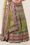 Shop_Nitika Gujral_Green Lehenga And Blouse Georgette Dupatta Tulle Embroidery V Neck Bridal Set _Online_at_Aza_Fashions