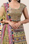Nitika Gujral_Green Lehenga And Blouse Georgette Dupatta Tulle Embroidery V Neck Bridal Set _at_Aza_Fashions