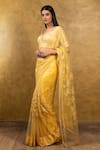 Buy_Nitika Gujral_Yellow Net Embroidery Sweetheart Neck Saree With Blouse _Online_at_Aza_Fashions