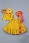 Buy_Label Neeti_Yellow Cotton Tassels Bandhani Pattern Lehenga Set_at_Aza_Fashions