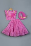 Buy_Label Neeti_Pink Cotton Bandhej Pattern Lehenga Set _at_Aza_Fashions