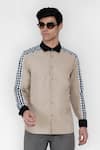 Buy Lacquer Embassy Beige 100% Cotton Colorblock Shirt at Aza Fashions Buy_Lacquer Embassy_Beige 100% Cotton Colorblock Shirt _at_Aza_Fashions